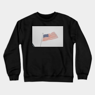 American Flag Flying off a Boat Crewneck Sweatshirt